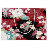 Japanisches KIMONO Textil, Blumenmuster Große Geschenktüte (Rückseite)