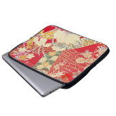 Japanisches KIMONO Textil, Blumenmuster Laptopschutzhülle (Vorne Knopf)