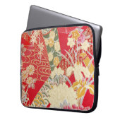 Japanisches KIMONO Textil, Blumenmuster Laptopschutzhülle (Vorderseite Links)