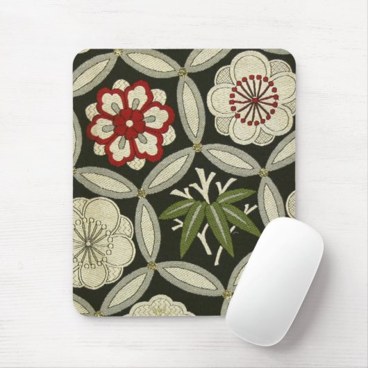 Japanisches KIMONO Textil, Blumenmuster Mousepad (Mit Mouse)