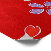 Japanisches KIMONO Textil, Blumenmuster Poster (Ecke)