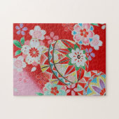 Japanisches KIMONO Textil, Blumenmuster Puzzle (Horizontal)