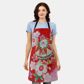 Japanisches KIMONO Textil, Blumenmuster Schürze (Getragen)