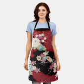 Japanisches KIMONO Textil, Blumenmuster Schürze (Getragen)