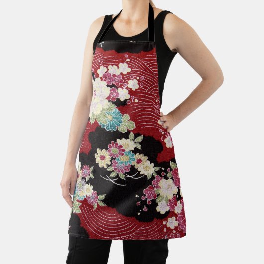 Japanisches KIMONO Textil, Blumenmuster Schürze (InSitu)