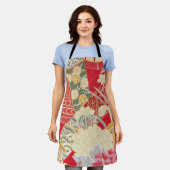 Japanisches KIMONO Textil, Blumenmuster Schürze (Getragen)