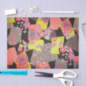 Japanisches KIMONO Textil, Blumenmuster Seidenpapier (Handwerk)