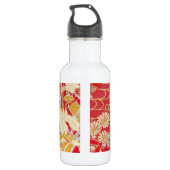 Japanisches KIMONO Textil, Blumenmuster Trinkflasche (Rückseite)