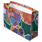 Japanisches KIMONO Textil, Floret Muster Große Geschenktüte (Rückseite Schrägansicht)