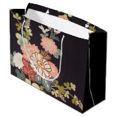 Japanisches KIMONO Textil, Floret Muster Große Geschenktüte (Rückseite Schrägansicht)
