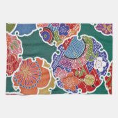Japanisches KIMONO Textil, Floret Muster Handtuch (Horizontal)