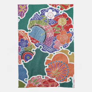 Japanisches KIMONO Textil, Floret Muster Handtuch