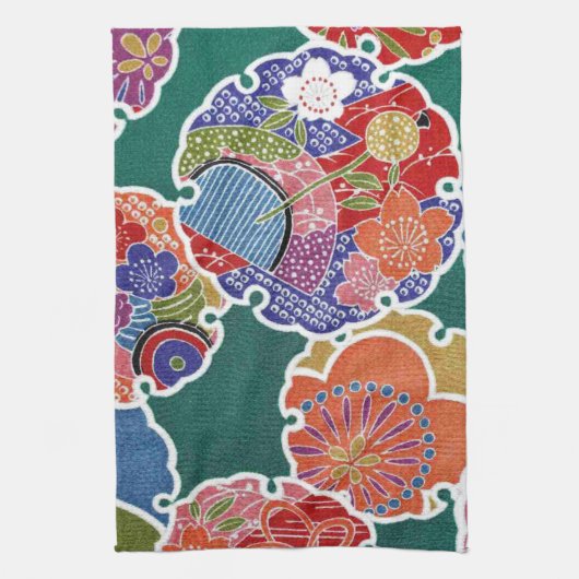 Japanisches KIMONO Textil, Floret Muster Handtuch (Vertikal)