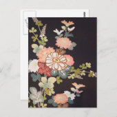 Japanisches KIMONO Textil, Floret Muster Postkarte (Vorne/Hinten)