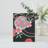 Japanisches KIMONO Textil, Floret Muster Postkarte (Stehend Vorderseite)