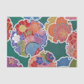 Japanisches KIMONO Textil, Floret Muster Seidenpapier (Vorderseite)