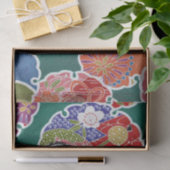 Japanisches KIMONO Textil, Floret Muster Seidenpapier (Geschenk)