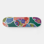 Japanisches KIMONO Textil, Floret Muster Skateboard (Horizontal)