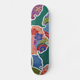 Japanisches KIMONO Textil, Floret Muster Skateboard