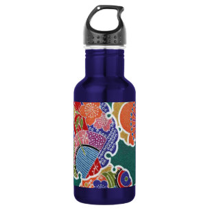 Japanisches KIMONO Textil, Floret Muster Trinkflasche