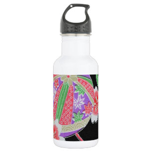 Japanisches KIMONO Textil, Floret Muster Trinkflasche