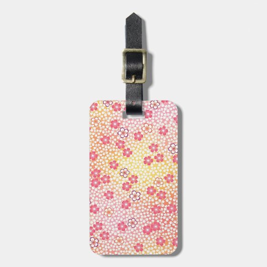 Japanisches KIMONO Textil, Kirschblütenmuster Gepäckanhänger (Vorderseite vertikal)