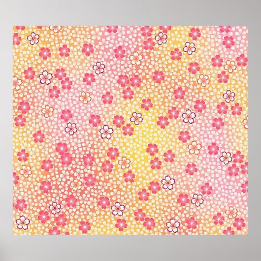 Japanisches KIMONO Textil, Kirschblütenmuster Poster (Vorne)