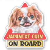 Japanisches Kinn an Bord Spaniel Hundeschild Aufkleber (Vorderseite)
