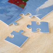 Japanisches Kinn im Schnee mit Weihnachtsmütze Puzzle (Seite)