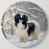 Japanisches Kinn Let It Snow Weihnachten Button (Vorderseite)