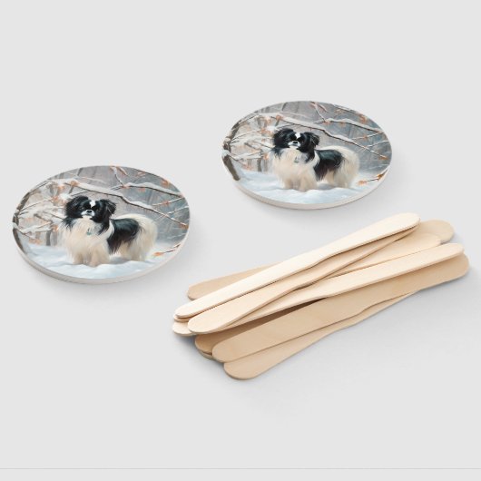 Japanisches Kinn Let It Snow Weihnachten Fächer (Non-assembled)