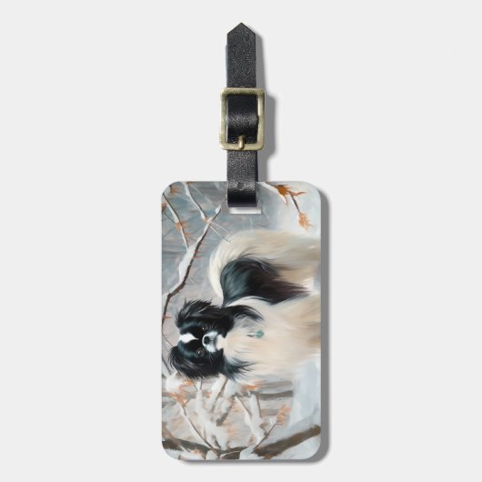 Japanisches Kinn Let It Snow Weihnachten Gepäckanhänger (Vorderseite vertikal)