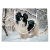 Japanisches Kinn Let It Snow Weihnachten Große Geschenktüte (Vorderseite)