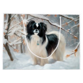 Japanisches Kinn Let It Snow Weihnachten Große Geschenktüte (Rückseite)