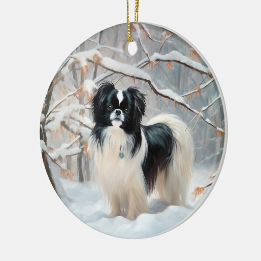 Japanisches Kinn Let It Snow Weihnachten Keramik Ornament (Links)