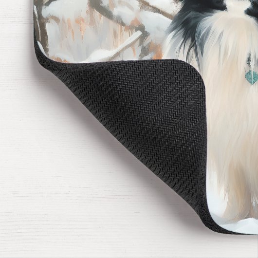 Japanisches Kinn Let It Snow Weihnachten Mousepad (Ecke)