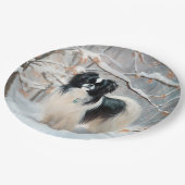 Japanisches Kinn Let It Snow Weihnachten Pappteller (Schrägansicht)