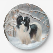 Japanisches Kinn Let It Snow Weihnachten Pappteller (Vorderseite)