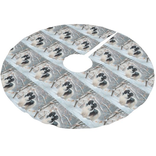 Japanisches Kinn Let It Snow Weihnachten Polyester Weihnachtsbaumdecke (Schrägansicht)