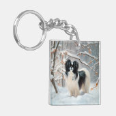 Japanisches Kinn Let It Snow Weihnachten Schlüsselanhänger (Vorderseite links)