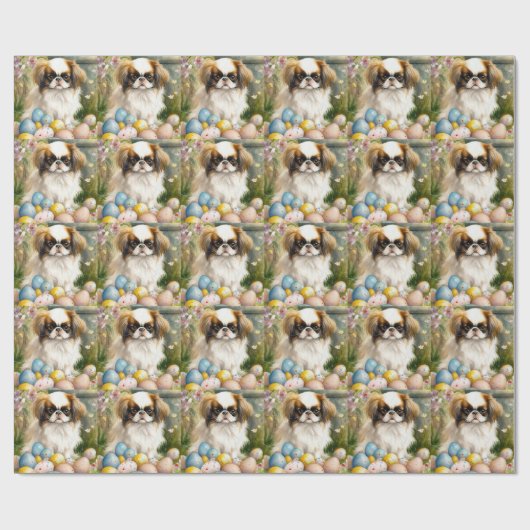 Japanisches Kinn mit Ostereiern Geschenkpapier (Flach)