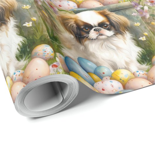 Japanisches Kinn mit Ostereiern Geschenkpapier (Rolleneckpunkt)