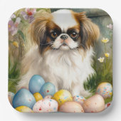 Japanisches Kinn mit Ostereiern Pappteller (Vorderseite)