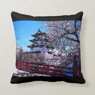 Japanisches Kirschblüten-Aquarell-Wurfs-Kissen Kissen