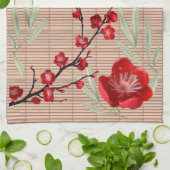 Japanisches Kirschblüten-Bambus-Muster Geschirrtuch (Gefaltet)