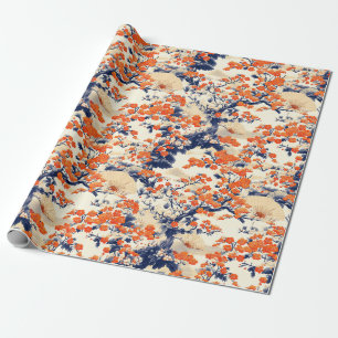 Japanisches Kirschblüten-Fächer-Muster (2) Geschenkpapier