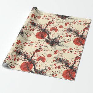 Japanisches Kirschblüten-Fächer-Muster (4) Geschenkpapier