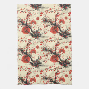 Japanisches Kirschblüten-Fächer-Muster (4) Geschirrtuch