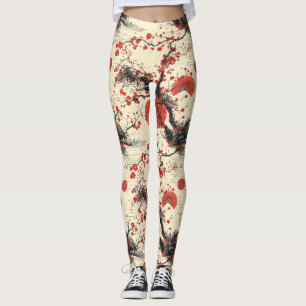 Japanisches Kirschblüten-Fächer-Muster (4) Leggings