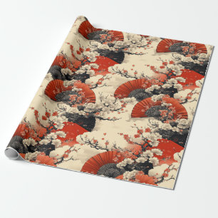 Japanisches Kirschblüten-Fächer-Muster (5) Geschenkpapier